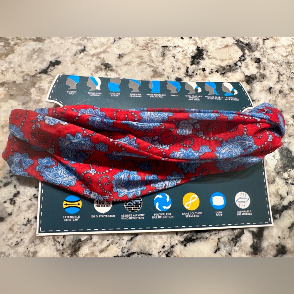 Blue / Red Stretchy Hair Bandanna